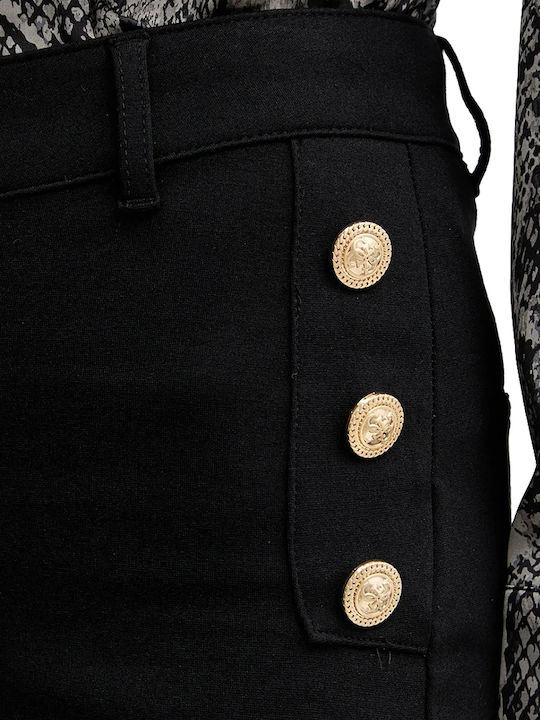 Women's Fabric Trousers Flared Black