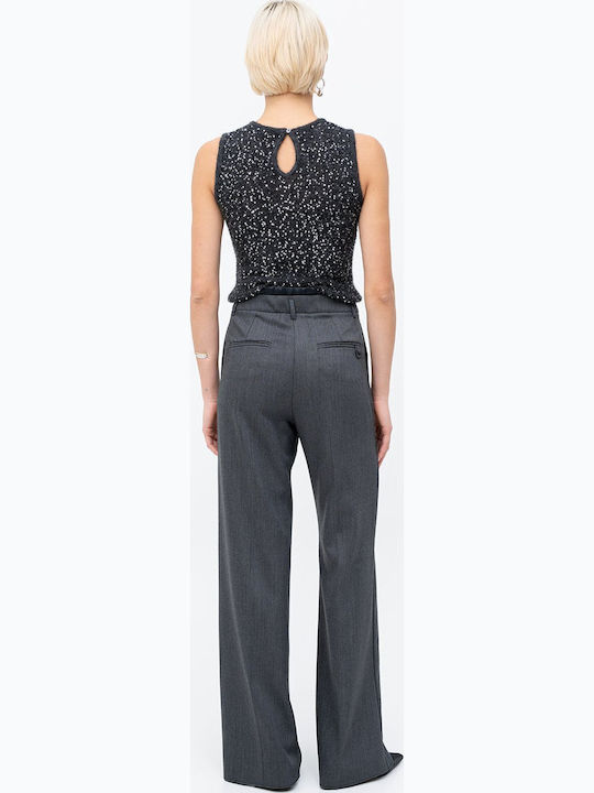 Women's Fabric Trousers Dark Grey