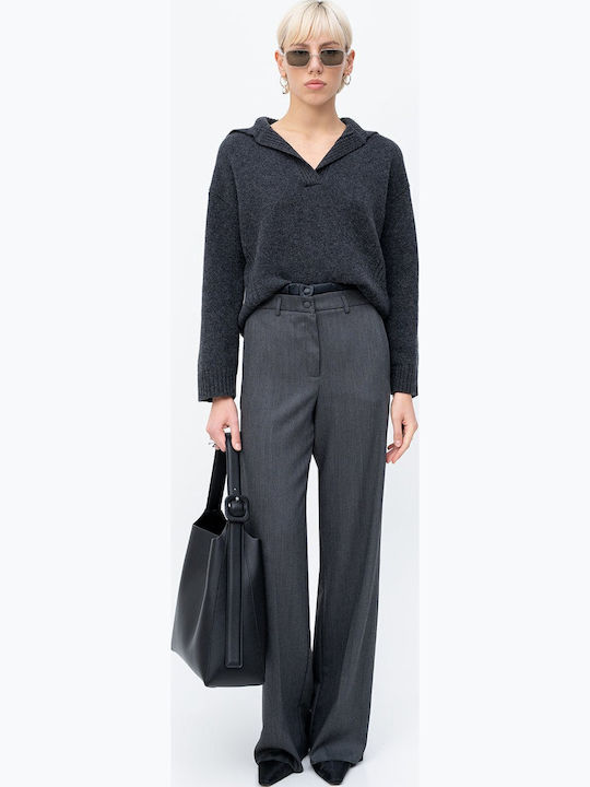 Women's Fabric Trousers Dark Grey