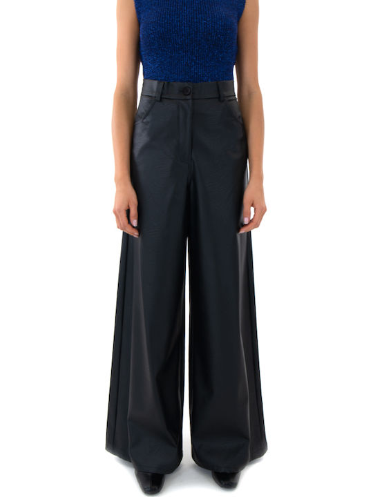Damen Hochbund Pantaloons in Breit Bein Stil Schwarz