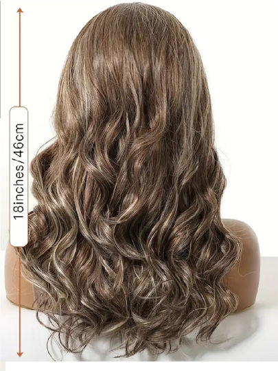 Women's Role Playing Wig Full Lace 13x4 Invisible Fit Chestnut Highlights Synthetic High Quality 18 Inches