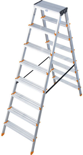 Krause Vielfachzweckleiter aus Aluminium 2x8 mit maximaler Höhe von 2.8m