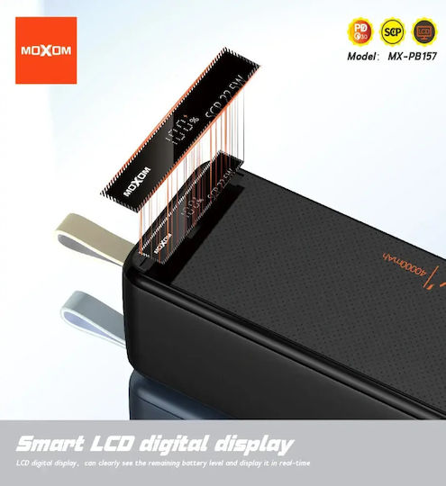Moxom MX-PB158 Power Bank 50000mAh with 2 USB-A Ports and USB-C Port Power Delivery Black