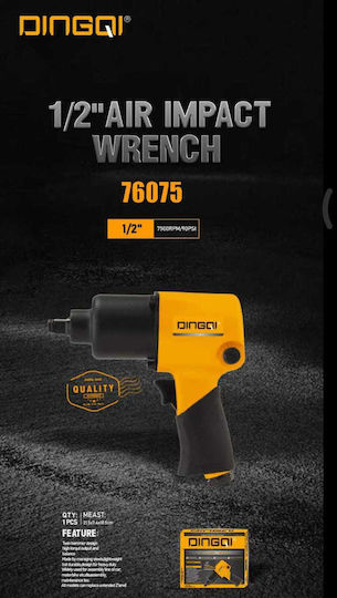76075 Air Impact Wrench 1/2 Square Drive with Maximum Torque 58.12kgm