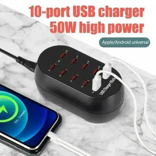 Andowl Βάση Φόρτισης με 12 Θύρες USB-A 60W σε Μαύρο χρώμα (Q-CD12P)