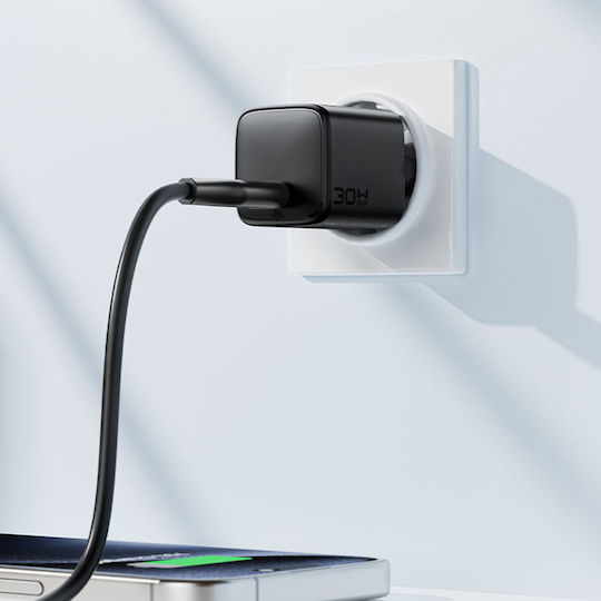 Acefast Φορτιστής Χωρίς Καλώδιο GaN με Θύρα USB-C 30W Power Delivery Μαύρος (A118)