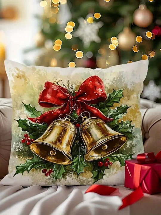 By Queen Limited Festive Edition Μαξιλαροθήκη Golden Bells Κόκκινη Κορδέλα