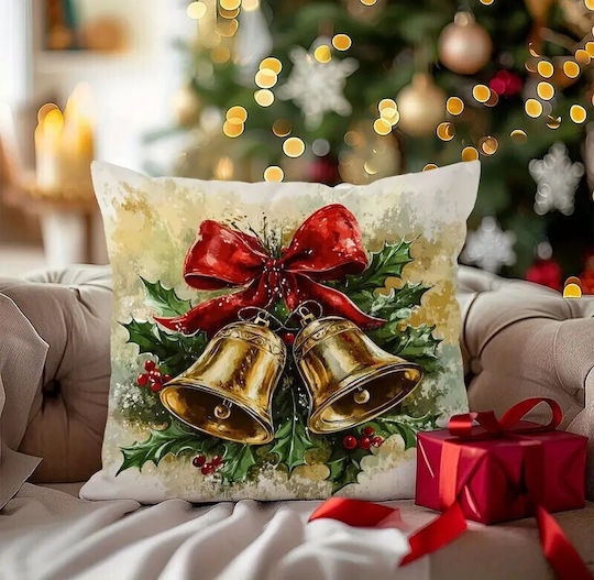 By Queen Limited Festive Edition Μαξιλαροθήκη Golden Bells Κόκκινη Κορδέλα