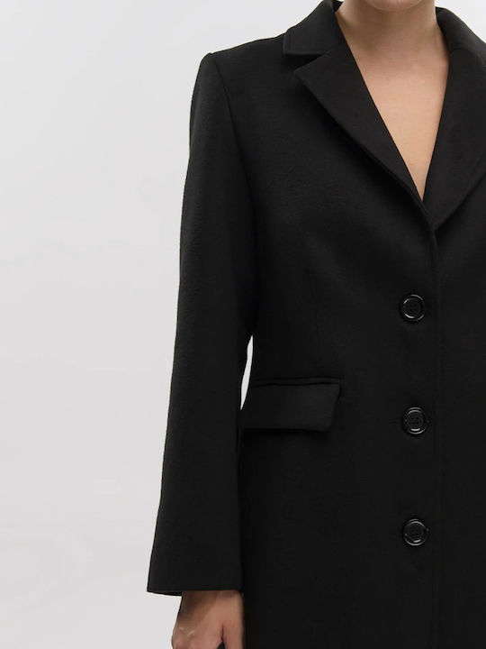 Damen Black Mantel mit Knöpfen