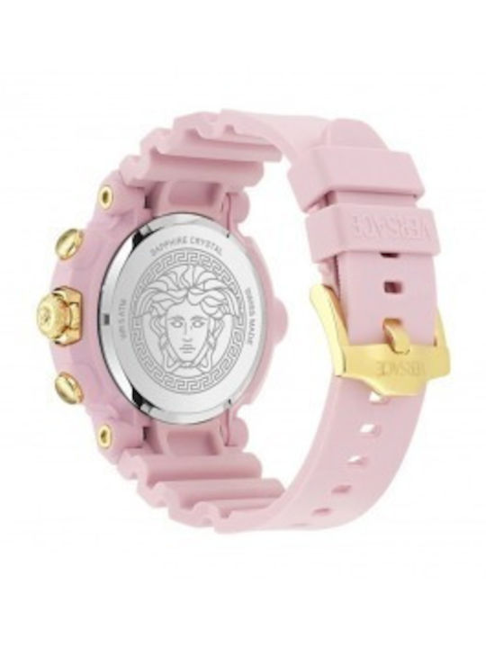 Versace Real Active Herrenuhr Batterie mit Rosa Kautschukarmband