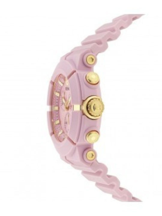 Versace Real Active Herrenuhr Batterie mit Rosa Kautschukarmband