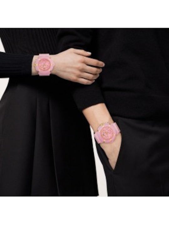 Versace Real Active Herrenuhr Batterie mit Rosa Kautschukarmband