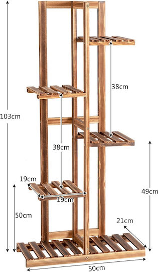 Costway Ραφιέρα Γλάστρας Ξύλινη 50x21x103εκ.