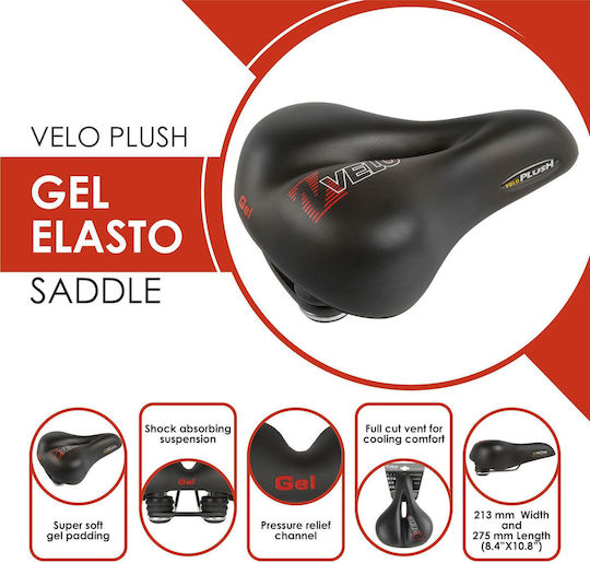 Velo Plush Gel Elasto Черен Велосипедна седалка Градски