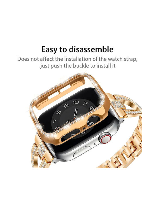Luxury Diamond Pc Protection Case for Apple Watch 4 5 6 SE SE 22 44mm Silver