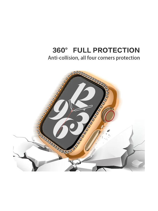 Luxury Diamond Pc Protection Case for Apple Watch 4 5 6 SE SE 22 44mm Silver