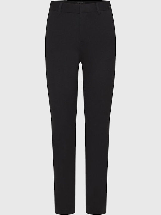 Damen Hoch tailliert Stoff Capri Hose Schwarz