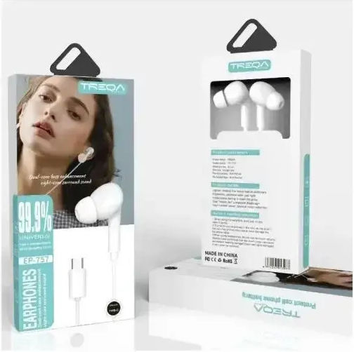 Treqa EP-757 In-ear Handsfree Ακουστικά με Βύσμα USB-C Λευκό