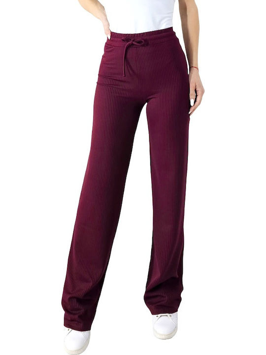 Ψηλόμεσο Παντελόνι Φόρμας Καμπάνα Burgundy
