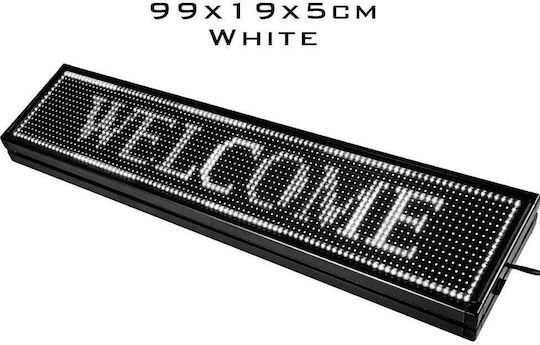 Wifi Κυλιόμενη Πινακίδα LED Μονής Όψης 99x19cm Λευκό