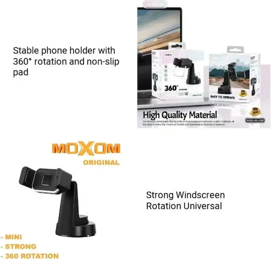 Moxom Car Mobile Mount 4" - 6.8" with Adjustable Hooks Black