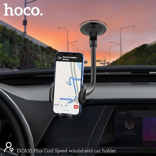 Hoco Βάση Κινητού Αυτοκινήτου 3.5" - 7" με Ρυθμιζόμενα Άγκιστρα Μαύρη