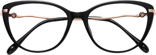 Techsuit Anti-Blue Light Glasses Reflex PC 86162 Women Round TR90 & Metal Frame AC Lens Gold Black