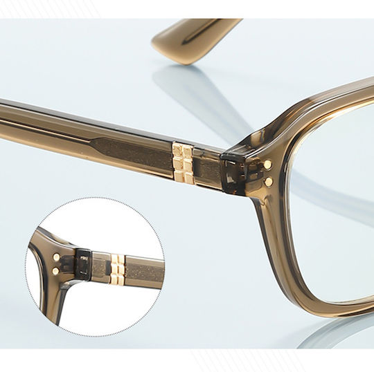 Techsuit Anti-Blue Light Glasses Reflex PC 2227 Men Round TR90 & Metal Frame AC Lens Transparent Brown