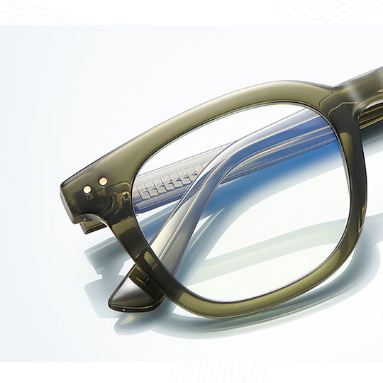Techsuit Anti-Blue Light Glasses Reflex PC 2229 Men Round TR90 & Metal Frame AC Lens Transparent Brown