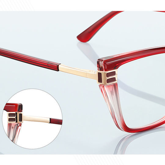 Techsuit Anti-Blue Light Glasses Reflex PC 2275 Women Rectangle TR90 & Metal Frame AC Lens Black Gold