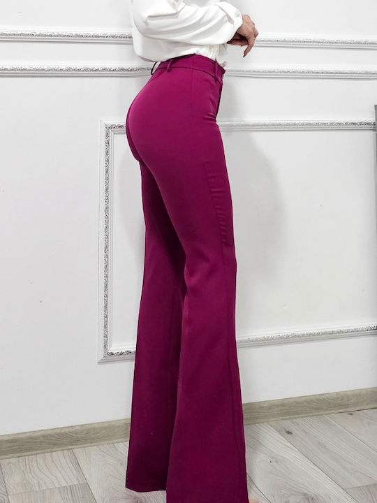 Dama Talie înaltă Tesatura Pantaloni Evazați cu Croială Slim Violet