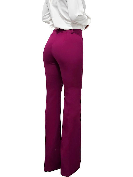 Dama Talie înaltă Tesatura Pantaloni Evazați cu Croială Slim Violet