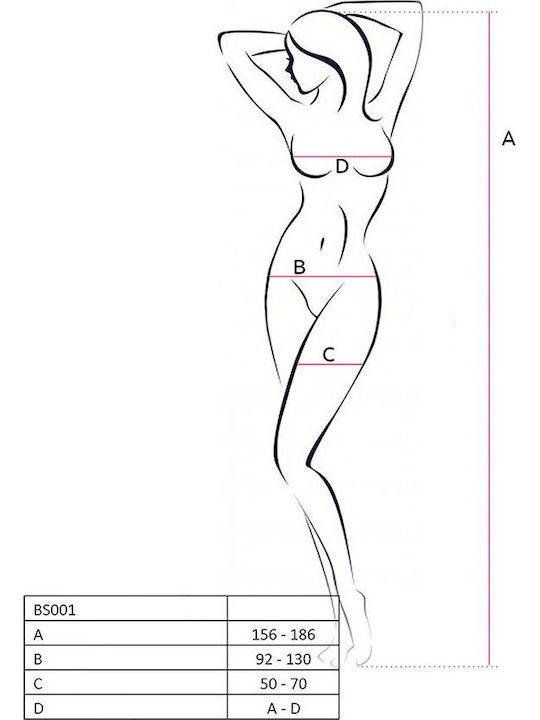 Passion BS077 Sexy Bodystocking Mesh with Open Crotch Black