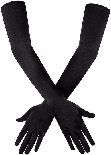 Softline Mănuși Sexy Din Satin Lungime Cot Negru