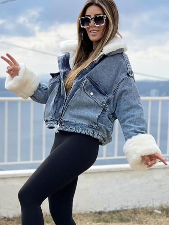 Jachetă de femei din denim Blue