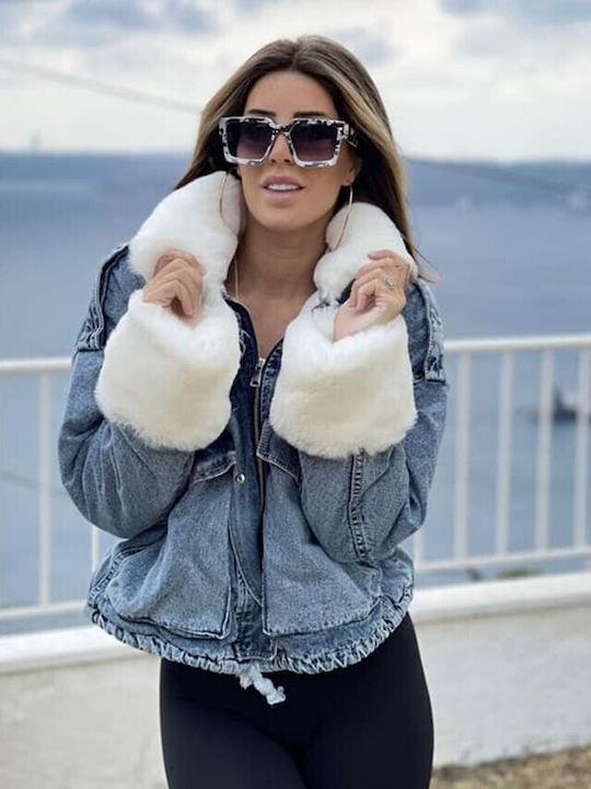 Jachetă de femei din denim Blue