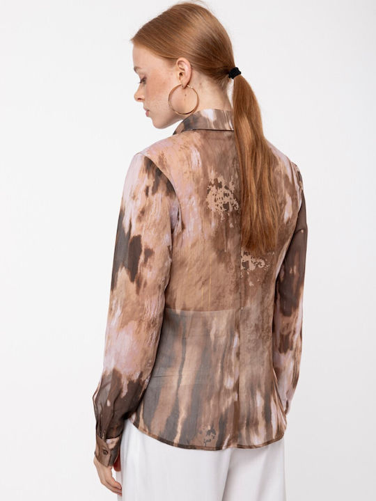 Women's Long Sleeve Shirt Black - Camel