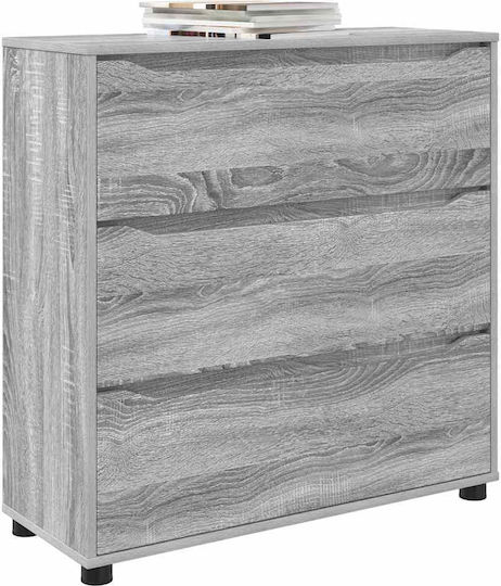 Wooden Chest of Drawers with 3 Drawers Gray Sonoma 80x31x81cm