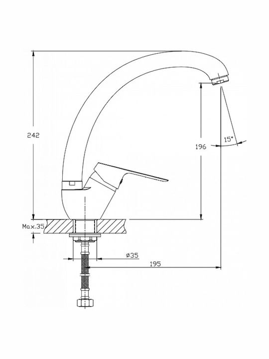 Inter Ceramic Αναμεικτική Μπαταρία Νιπτήρα Ψηλή Ασημί