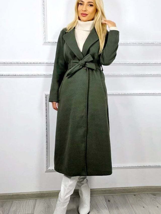 Damen Grün Mantel mit Knöpfen
