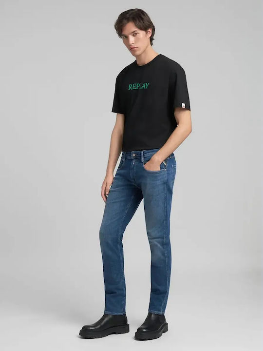 Anbass Men's Jeans Pants with Slim Fit Dark Blue