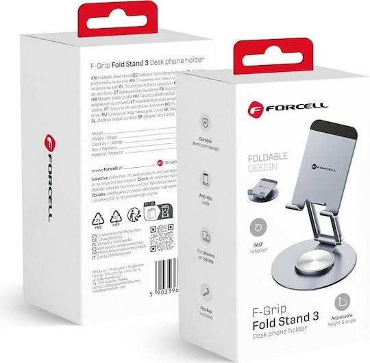 Forcell F-grip Βάση Γραφείου για Κινητό σε Γκρι χρώμα
