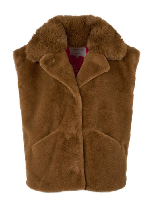 Women's Sleeveless Short Fur Tabac Brown
