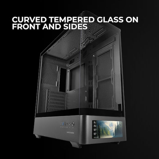 Mars Gaming MC-LCDPRO Gaming Midi Tower Κουτί Υπολογιστή με Πλαϊνό Παράθυρο Μαύρο