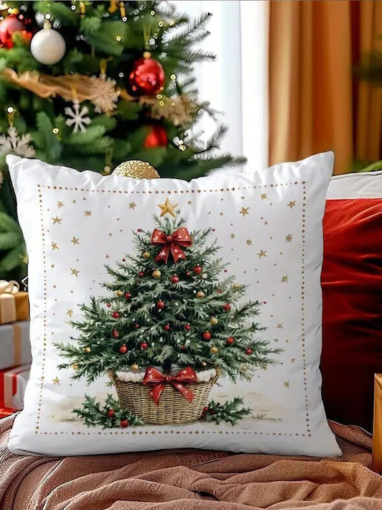 By Queen Limited Festive Edition Pillow Case Tree Red Balls Gold Star 45x45cm