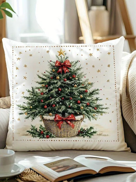 By Queen Limited Festive Edition Pillow Case Tree Red Balls Gold Star 45x45cm