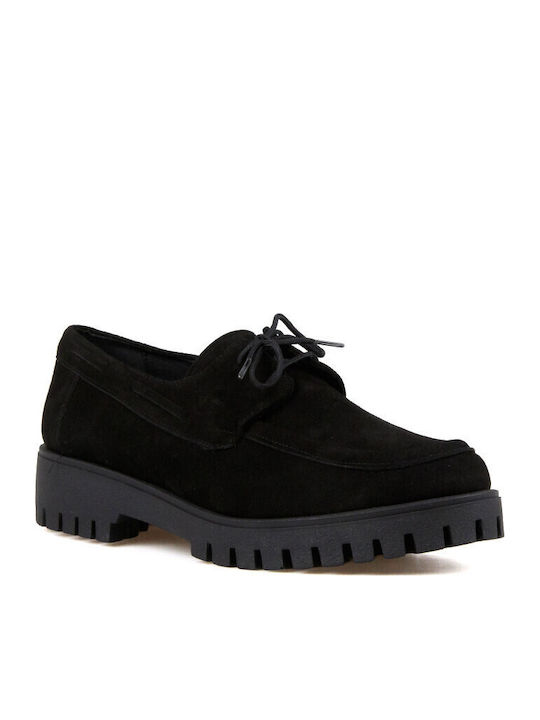 Leather Women's Moccasins in Black Color