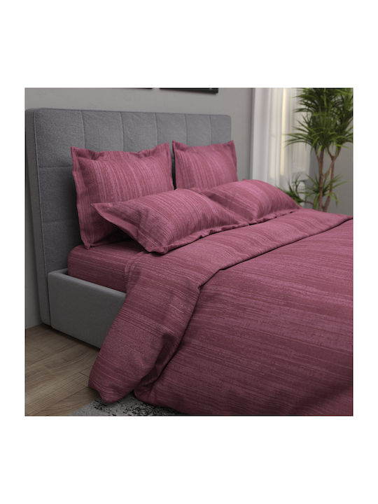 Charalambidis Textiles Sheet King Size with Elastic 180x200+30cm. Rain Fuchsia