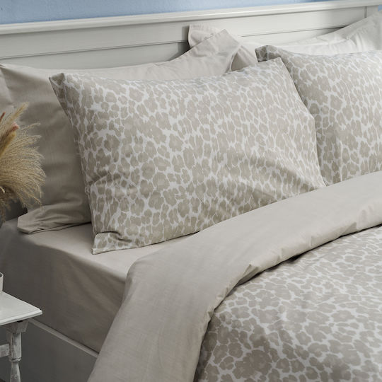 Charalambidis Textiles Leopar Σετ Σεντόνια Υπέρδιπλα 240x260εκ. Μπεζ (4τμχ)