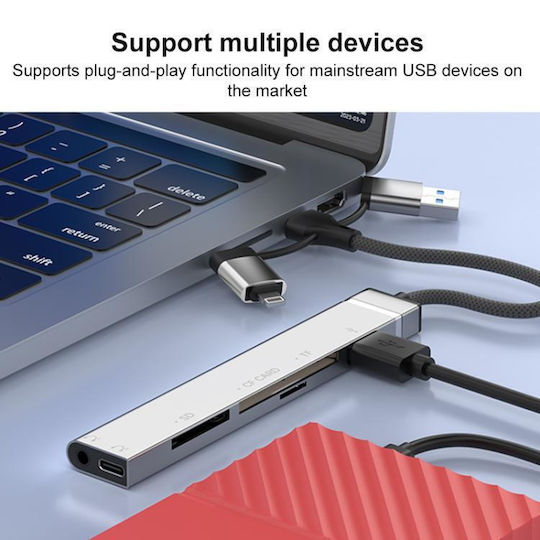 USB-A / USB-C Докинг станция с 4K PD Ethernet Сребрист (EDA008407101A)
